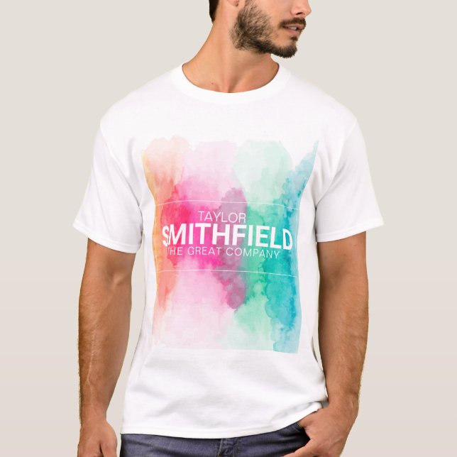 Watercolor Paint Splatter Geometric T-Shirt (Front)
