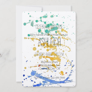 Watercolor Paint Splatters birthday Invitation