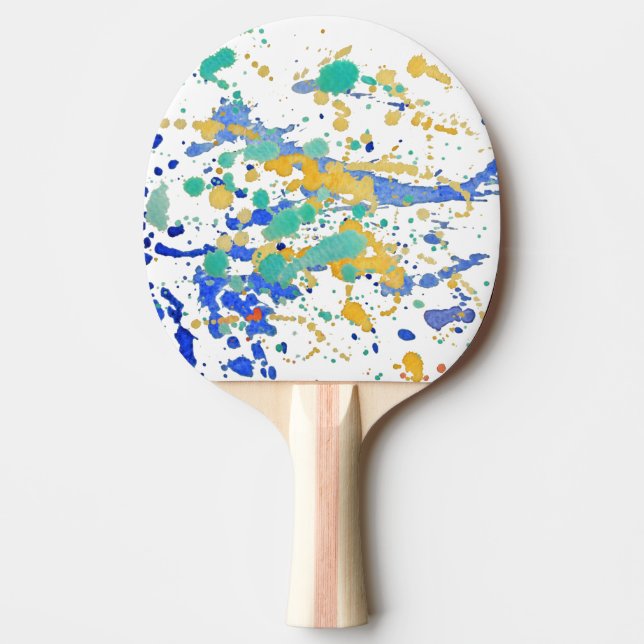Watercolor Paint Splatters Ping-Pong Paddle (Front)