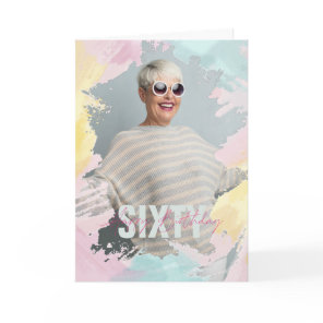 Watercolor Paint Stroke Birthday Frame | Photo  Card