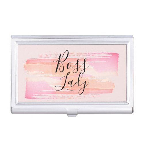 Watercolor Paint Strokes Boss Lady  Business Card Case