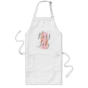Watercolor Paint Strokes Boss Lady Long Apron