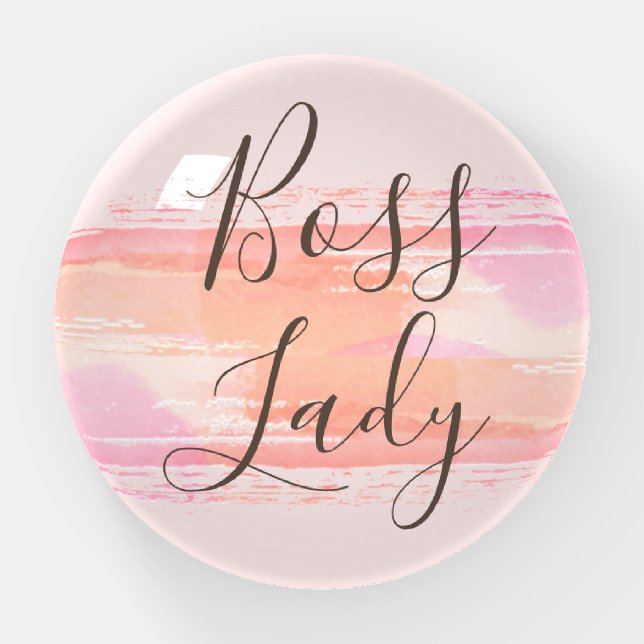 Watercolor Paint Strokes Boss Lady  Paperweight (Front)