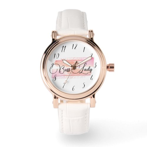 Watercolor Paint Strokes Boss Lady Rose Gold Watch