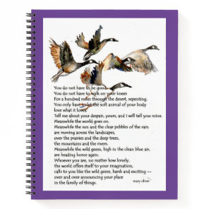 watercolor paint w/Mary Oliver poem  "Wild Geese" Notebook