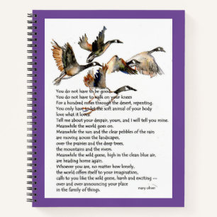 watercolor paint w/Mary Oliver poem "Wild Geese" Notebook