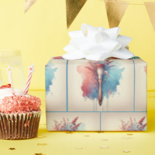 Watercolor Paintbrush and Flowers Wrapping Paper