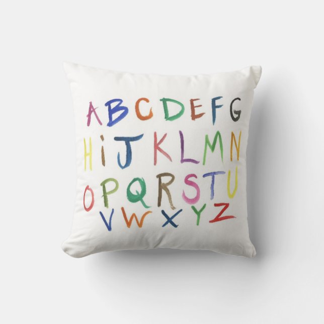Watercolor Painted Alphabet Pillow  Colorful (Front)
