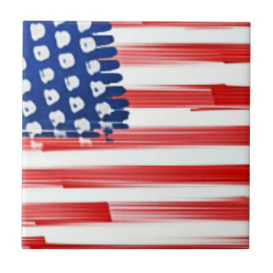 Watercolor painted American flag  Ceramic Tile