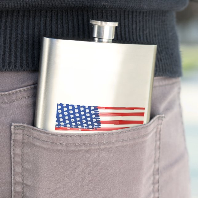 Watercolor painted American flag  Flask (In Situ)