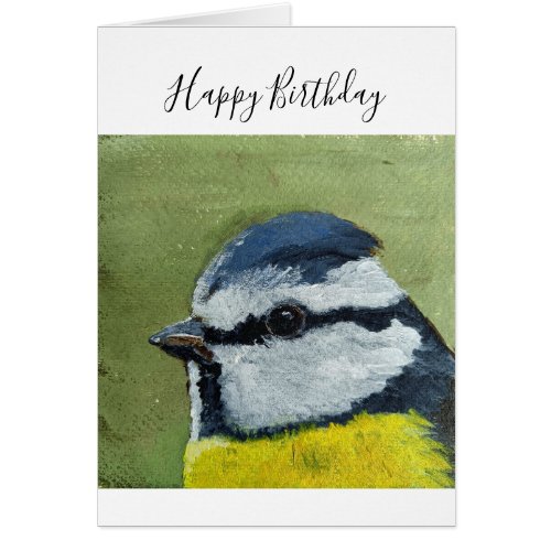 Watercolor painted Bird Happy Birthday card