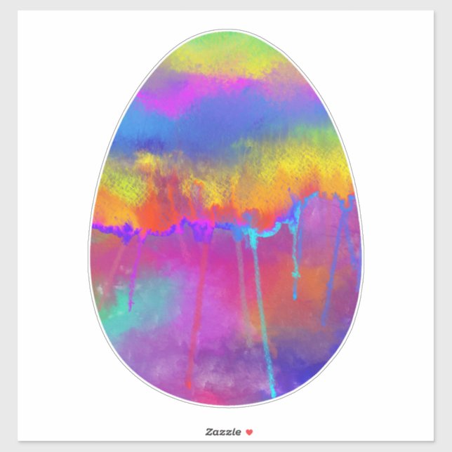 Watercolor Painted Bright Rainbow Color Easter Egg Sticker (Sheet)