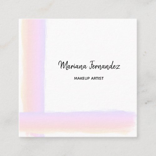 Watercolor Painted Brush Stroke Makeup Artist Square Business Card