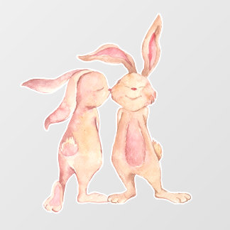 Watercolor Painted Bunny Rabbit Love Cute Wall Decal