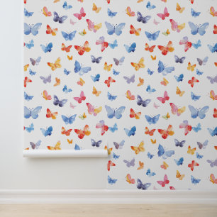 Watercolor Painted Butterflies Child Room Nursery Wallpaper