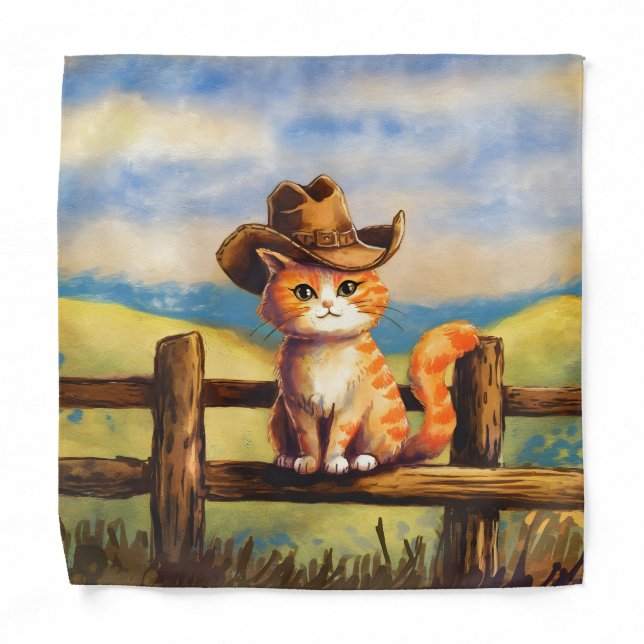 Watercolor Painted Cat Dad Bandana (Front)