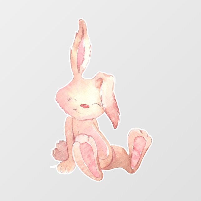 Watercolor Painted Cute Bunny Rabbit Wall Decal (Front)
