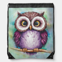 Watercolor painted cute owl
