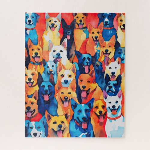 Watercolor Painted Dog Collage Jigsaw Puzzle