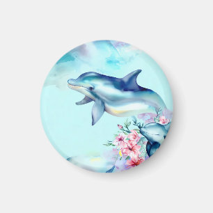 Watercolor Painted Dolphin Magnet