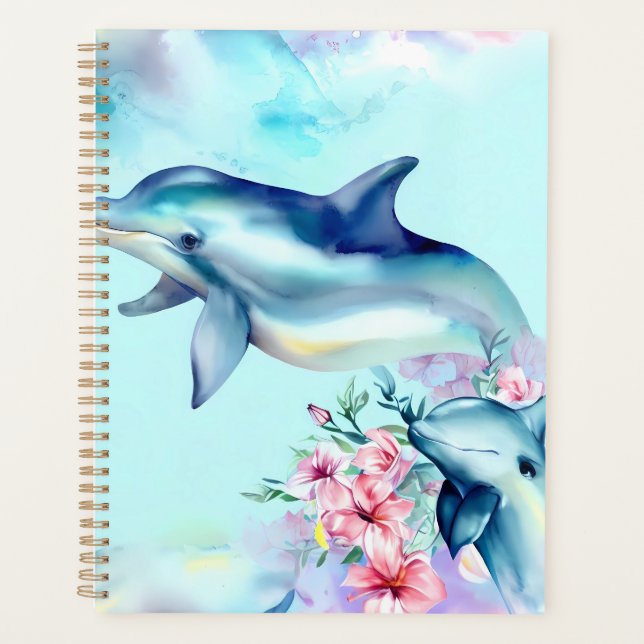 Watercolor Painted Dolphin  Planner (Front)