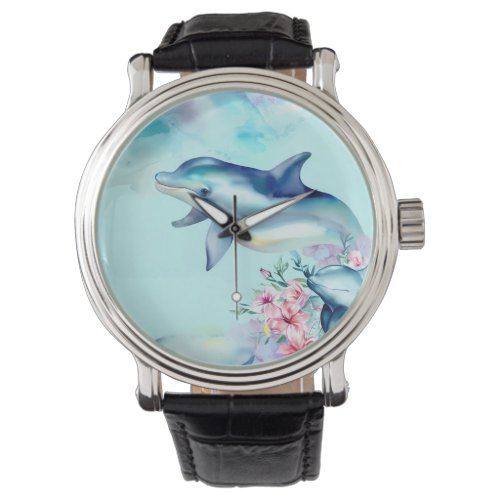 Watercolor Painted Dolphin  Watch