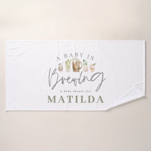 watercolor painted drinks baby shower bath towel