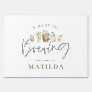watercolor painted drinks baby shower party sign