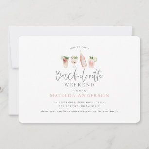 watercolor painted drinks bachelorette weekend announcement