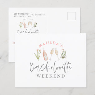 watercolor painted drinks bachelorette weekend inv invitation postcard