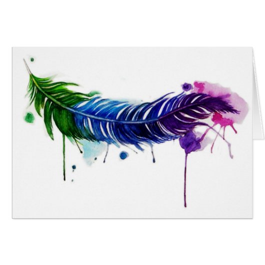 Watercolor Painted Feather Cards (Front Horizontal)