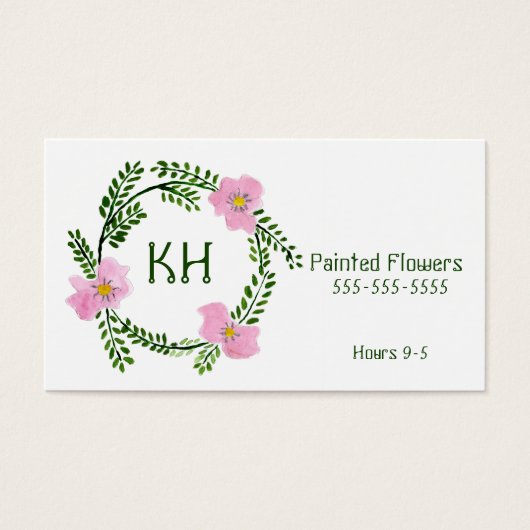 Watercolor Painted Floral Wreath, Painted Flowers (Front)