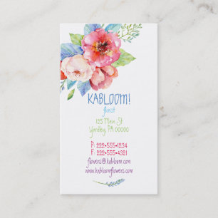 Watercolor Painted Flowers Multi Color Floral Business Card