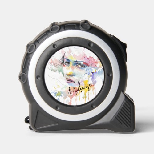 Watercolor Painted Lady Colorful Face Tape Measure