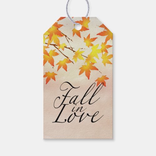 Watercolor Painted Orange Autumn Maple Leaves Gift Tags