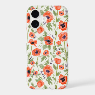 Watercolor Painted Oriental Orange Poppy Flowers iPhone 17 Case