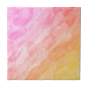 Watercolor painted pastel ceramic tile