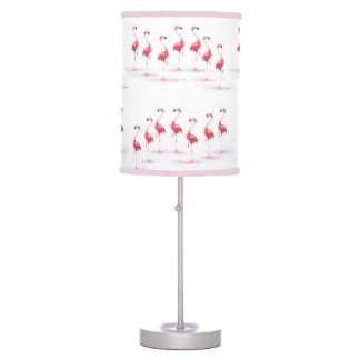 Watercolor Painted Pink Flamingos  Table Lamp