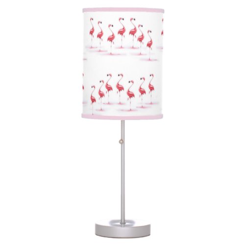 Watercolor Painted Pink Flamingos  Table Lamp