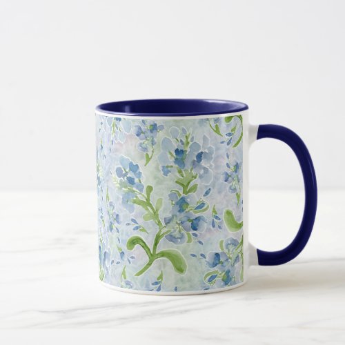 Watercolor Painted Plumbago Flowers on Pastels Mug