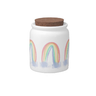 watercolor painted rainbow pattern pastel colors candy jar