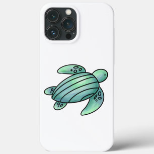 watercolor painted sea turtle cartoon blue green  iPhone 13 pro max case