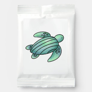 watercolor painted sea turtle cartoon blue green  hot chocolate drink mix