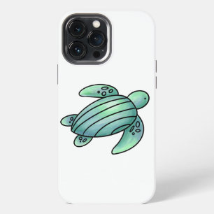 watercolor painted sea turtle cartoon blue green iPhone 13 pro max case