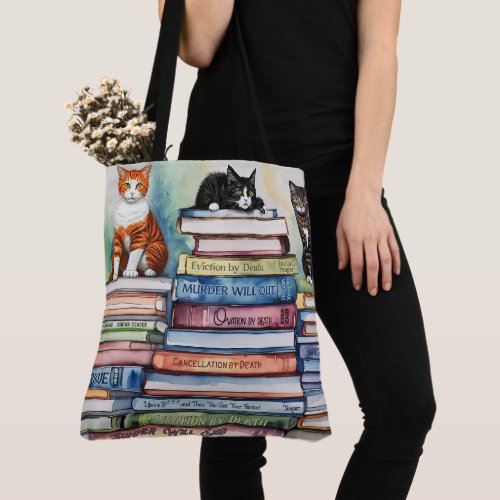 Watercolor Painted Stack of Reading Books Tote Bag