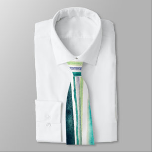 Watercolor Painted Stripes Tie – Blue & Yellow 
