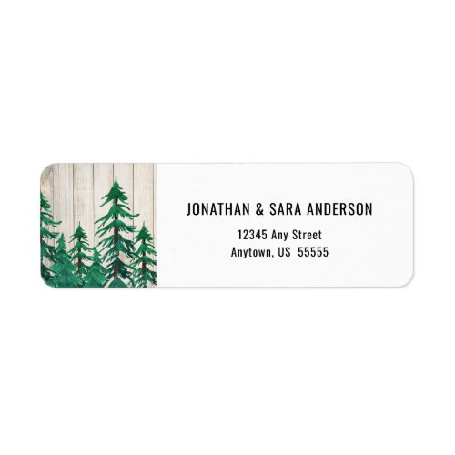 Watercolor Painted Trees on Rustic Background Label