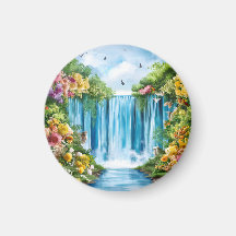 Watercolor painted waterfall