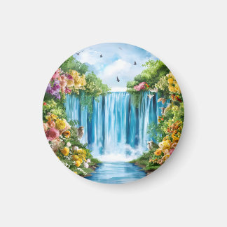 Watercolor painted waterfall magnet