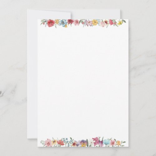 Watercolor Painted Wildflowers Blank Card 